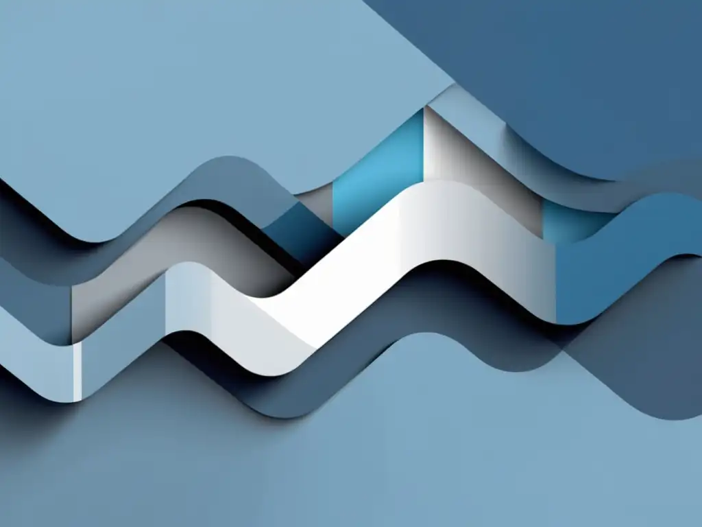 Animación CSS: Carga de Contenido en Azul y Gris Animaciones CSS carga contenido: Ilustración minimalista de pantalla de carga con formas geométricas azules y grises en cascada, creando profundidad y movimiento