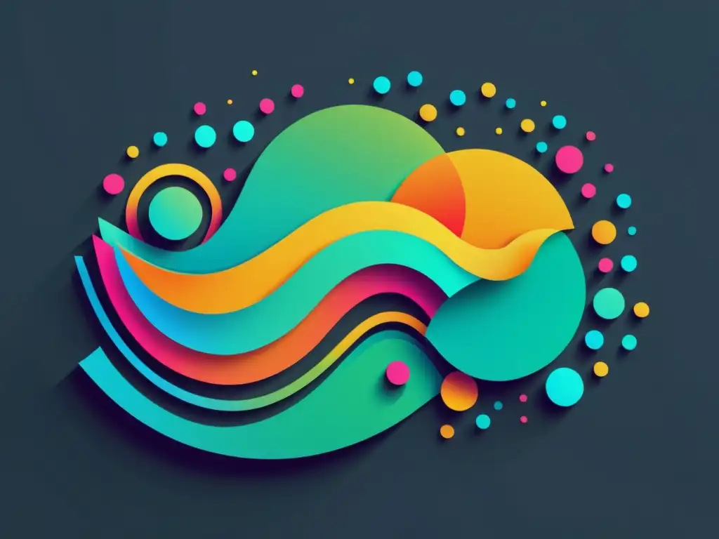 Animación SVG dinámica y vibrante con JavaScript Animaciones SVG con JavaScript: Ilustración detallada y dinámica de una animación SVG con formas geométricas vibrantes y transiciones fluidas