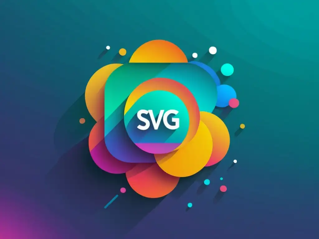 Gráficos SVG dinámicos: Movimientos fluidos y colores vibrantes Animaciones SVG con JavaScript: Ilustración minimalista de un gráfico SVG animado, con formas geométricas coloridas y movimientos fluidos