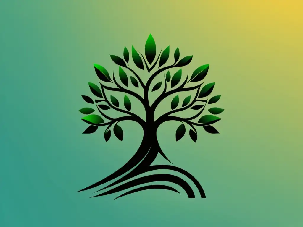 Ilustración minimalista: Ciclo de vida de componentes en Angular Un árbol minimalista con hojas angulares en un fondo degradado, simbolizando los hooks esenciales del ciclo de vida Angular