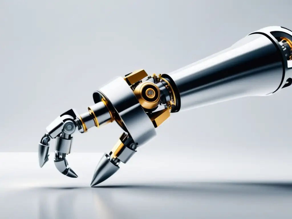 Pruebas automatizadas con brazo robótico AI Un brazo robótico realiza pruebas automatizadas en una interfaz web, destacando la integración de la IA