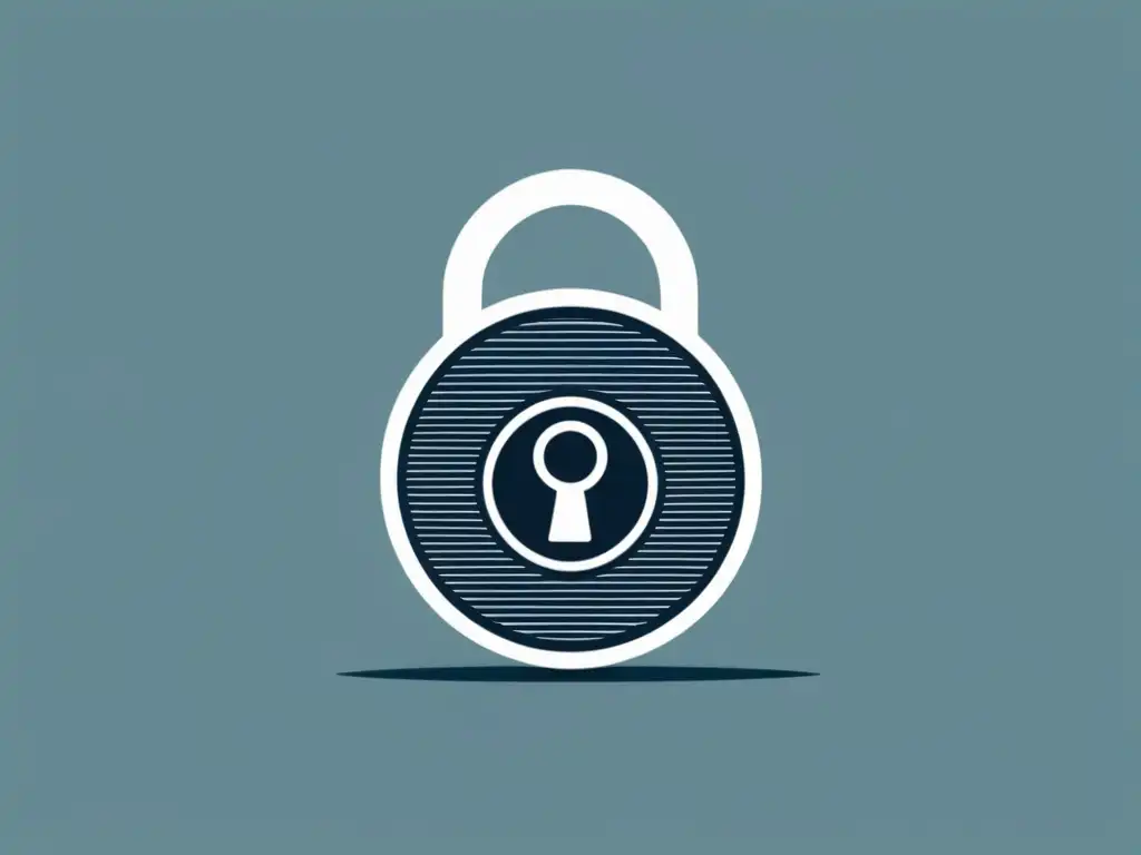 Seguridad moderna: Ilustración minimalista de un candado Un candado minimalista de diseño moderno y detallado representa la seguridad en Headless CMS WordPress, con un toque de tecnología
