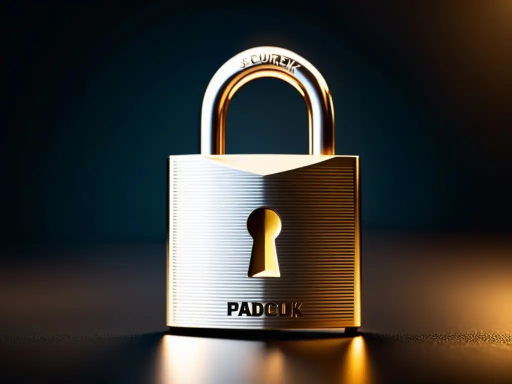Detalles metálicos: cerradura moderna y segura Un candado moderno y reflectante en primer plano, simbolizando seguridad y protección