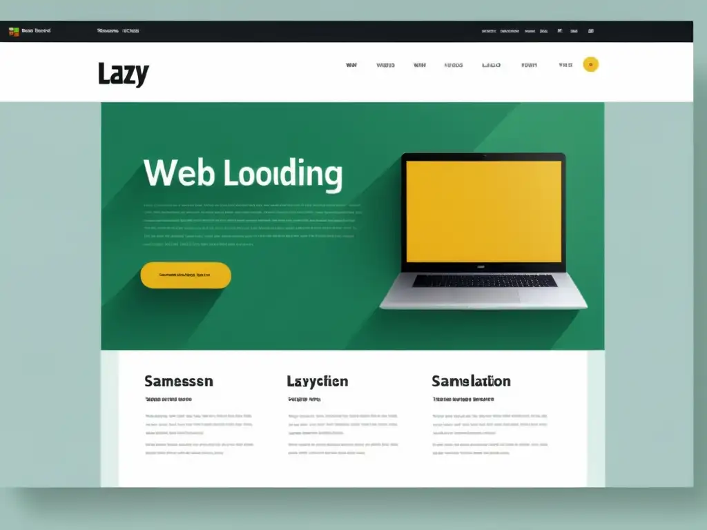 Web minimalista con carga dinámica de imágenes en 8k Captura de pantalla de una página web minimalista con técnicas de lazy loading avanzadas, mostrando una carga dinámica de imágenes de alta resolución y contenido mientras el usuario navega