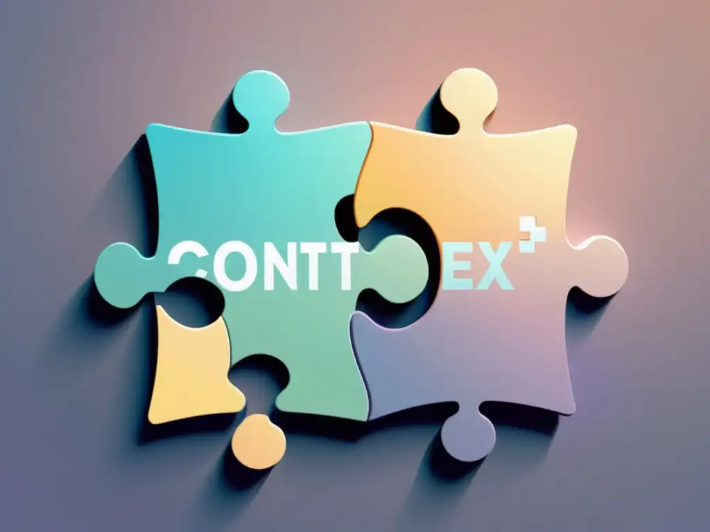 Comparación Context vs Redux: Ilustración minimalista Comparativa gestión de estado React: Ilustración minimalista de dos piezas de rompecabezas interconectadas, con tonos pastel suaves y líneas limpias