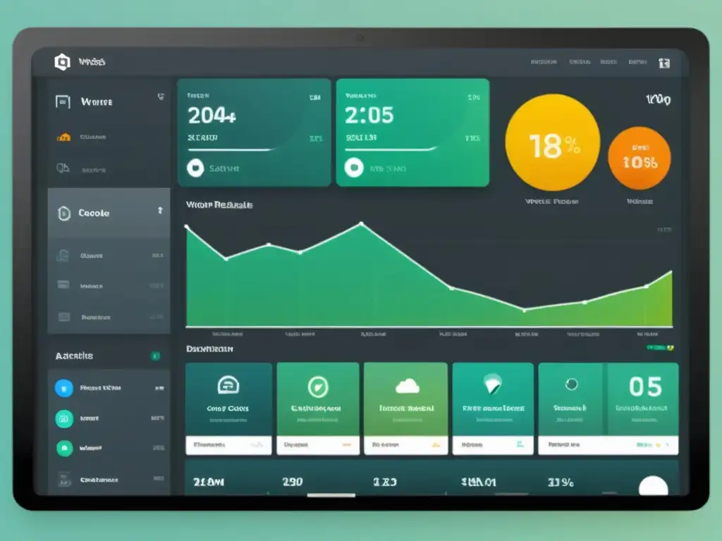Dashboard de WordPress: Eficiencia y diseño minimalista de alta resolución Un dashboard de WordPress moderno y minimalista, con módulos organizados para la reutilización de código