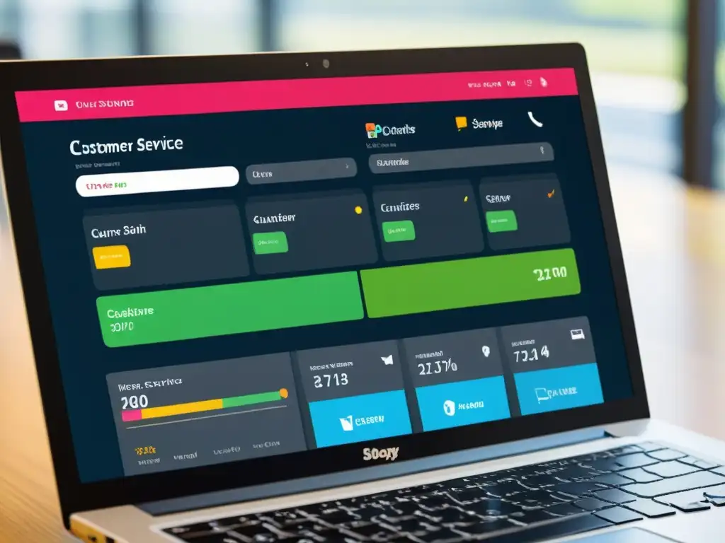 Panel de control de atención al cliente de WooCommerce: eficiencia moderna Detalle de un moderno panel de atención al cliente de WooCommerce, con diseño minimalista y colores vibrantes