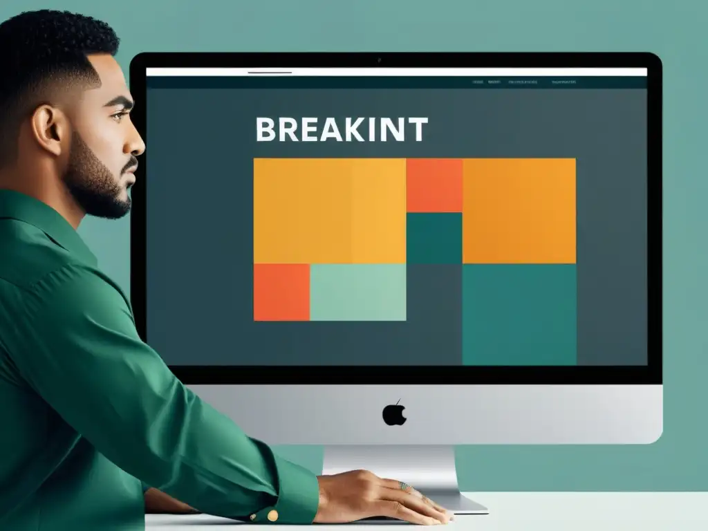 Diseñador web ajustando breakpoints con precisión y estrategia El diseñador web ajusta estratégicamente los breakpoints en un diseño moderno y elegante