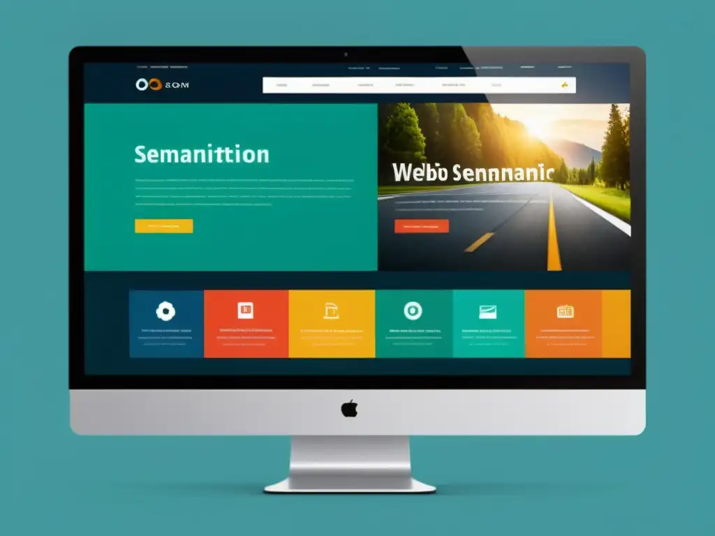 Diseño web moderno y sofisticado con microformatos destacados Un diseño web moderno y sofisticado integrando microformatos para semántica web, con líneas limpias y colores vibrantes