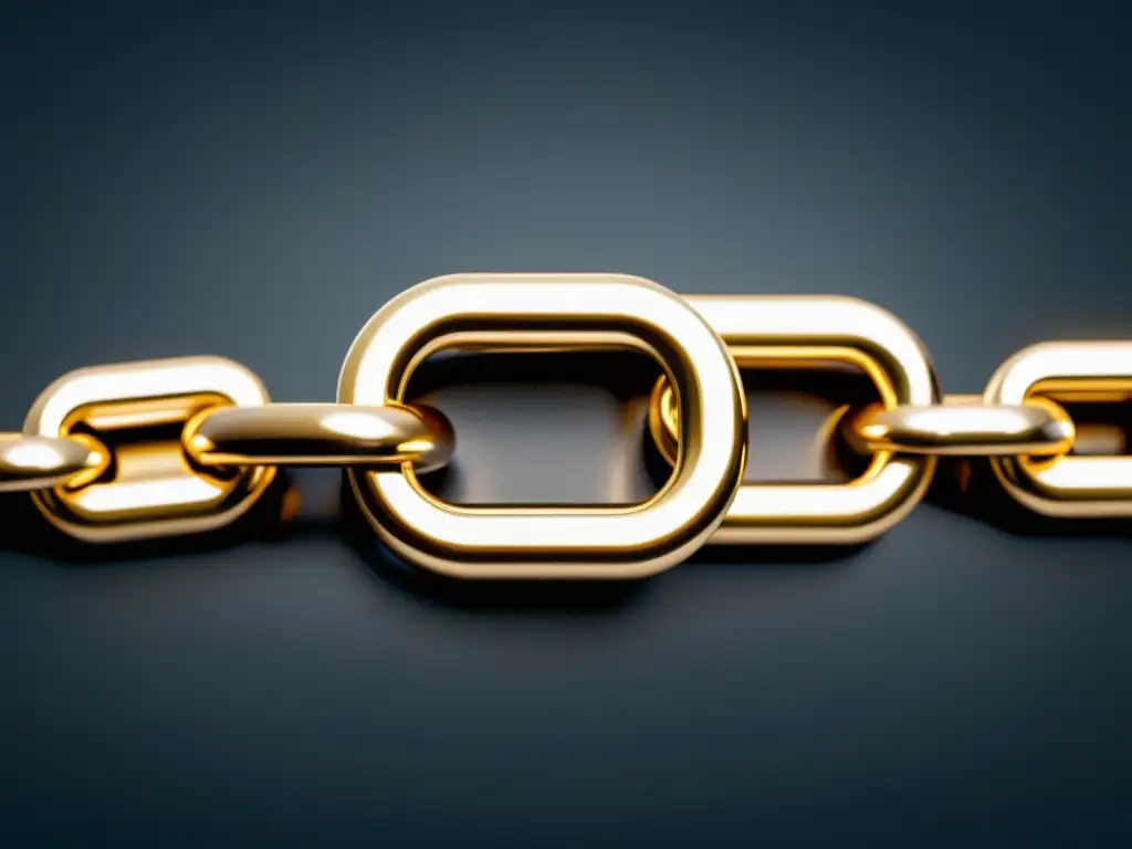 Link Building: Conexiones Precisas y Profesionales Un elegante eslabón de cadena en tono metálico pulido, simbolizando la naturaleza interconectada del link building en SEO