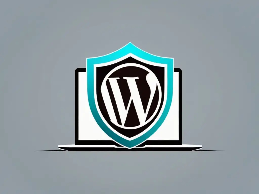 Protección inteligente para sitios WordPress Un elegante portátil con un icono de escudo brillante, simbolizando estrategias de respaldo inteligente para WordPress