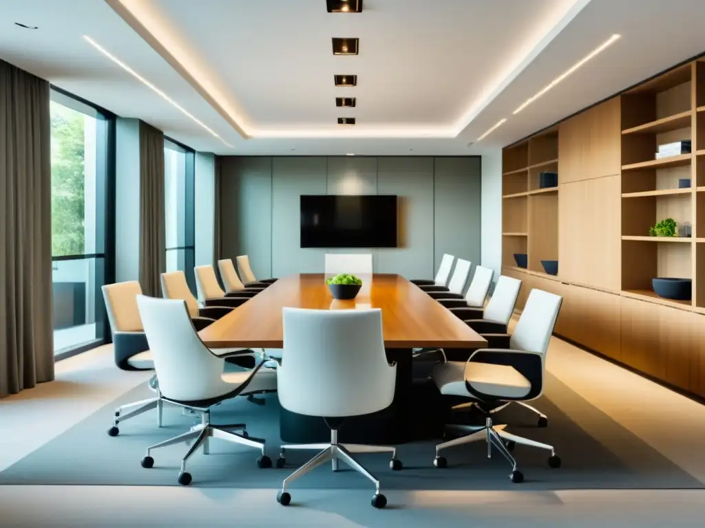 Sala de conferencias moderna y luminosa para reuniones productivas Espacio de reuniones moderno y acogedor, ideal para métodos para liderar reuniones productivas