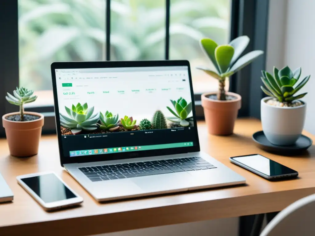 Espacio de trabajo minimalista para desarrolladores web Espacio de trabajo de desarrollador web con IA, moderno y minimalista, con tecnología de vanguardia y un toque acogedor