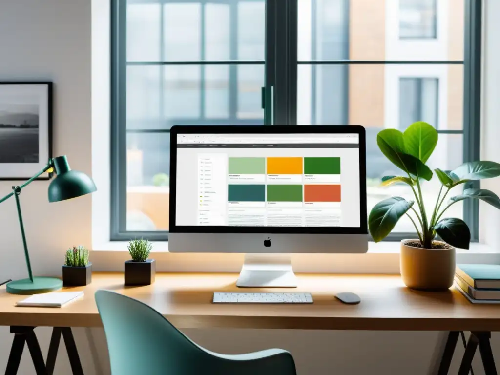Espacio de diseñador web: minimalista y organizado Espacio de trabajo de diseñador web, con orden y luz natural