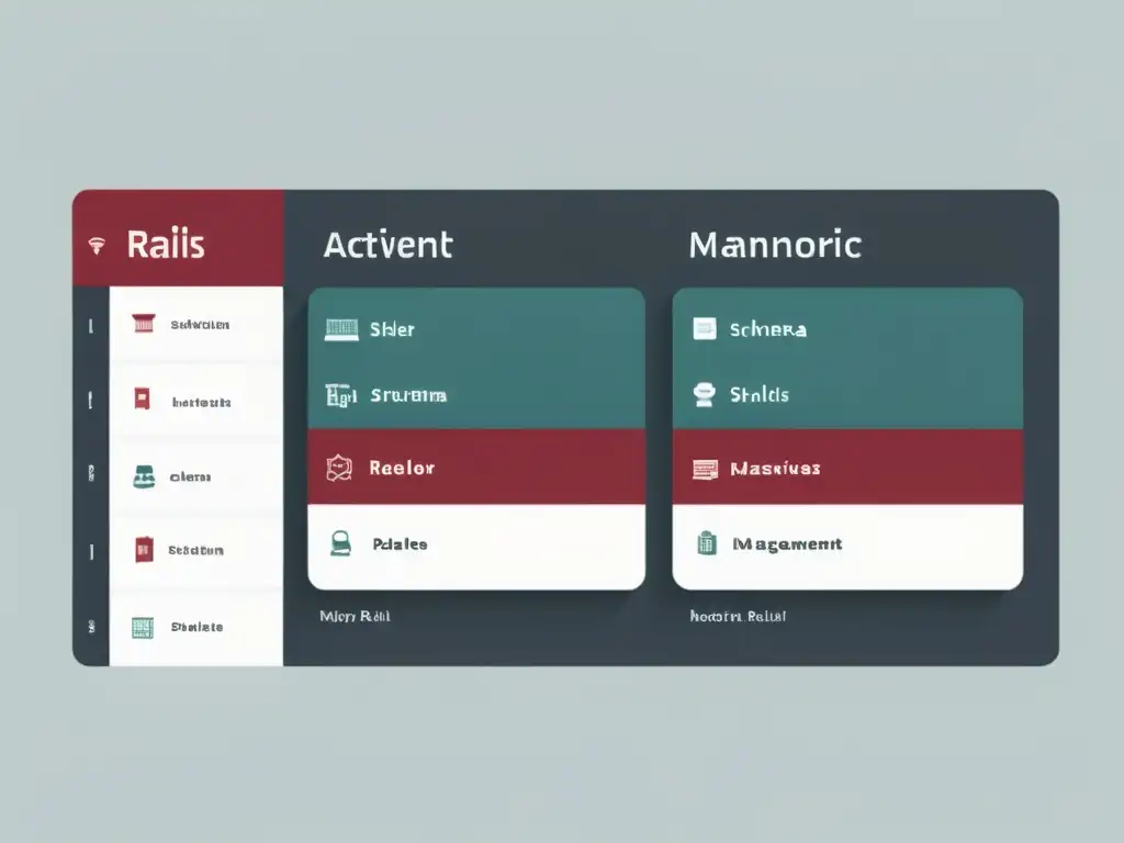 Esquema de Base de Datos: ActiveRecord en Ruby on Rails Esquema de base de datos minimalista en Ruby on Rails con conexiones limpias y estructuradas