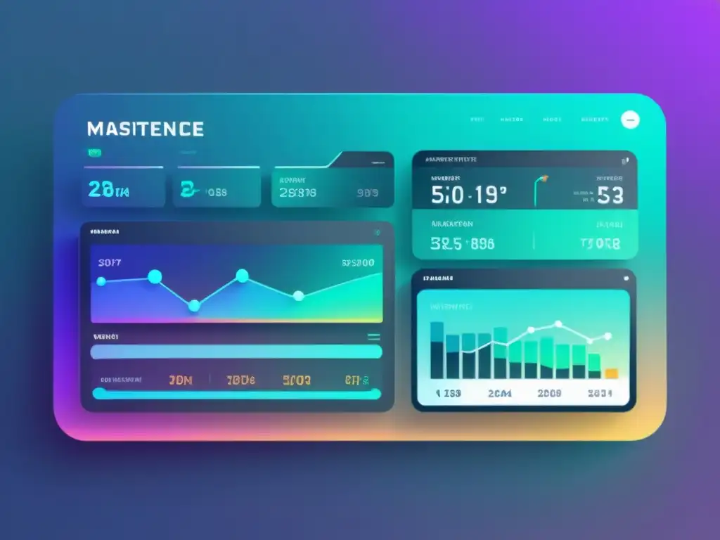 Tablero de mantenimiento web AI: visualizaciones de datos interconectadas y herramientas predictivas Dashboard futurista de mantenimiento predictivo de sitios web con visualizaciones de datos interconectadas, análisis predictivo y herramientas de resolución automática, en una paleta de colores fríos que irradia tecnología de vanguardia y eficiencia