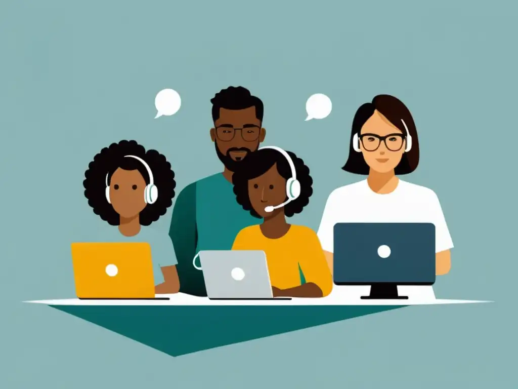 Diversidad digital: Acceso inclusivo y moderno Un grupo diverso de personas usa dispositivos para acceder a una aplicación, mostrando el diseño inclusivo para desarrolladores FrontEnd