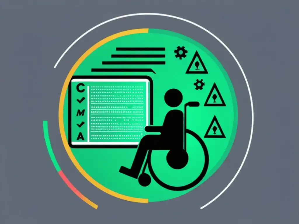 Pruebas automatizadas de accesibilidad web Herramientas y Scripts para Tests de Accesibilidad: Ilustración minimalista de pantalla con código y símbolos de accesibilidad