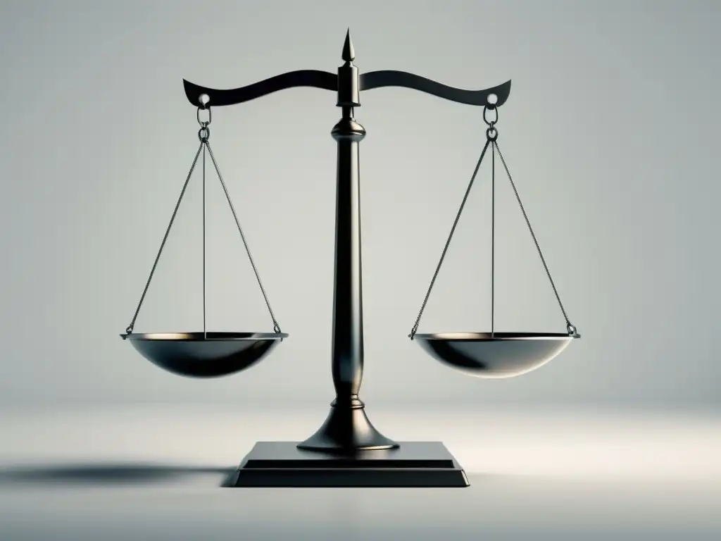 Equilibrio ético y legal en los negocios Una ilustración minimalista de una balanza, simbolizando consideraciones legales y éticas en los negocios