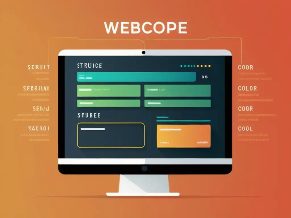 Estructura eficiente del código JavaScript para SEO Una ilustración minimalista de la estructura de código de un sitio web, mostrando la eficiencia y destreza técnica de JavaScript optimizado para SEO