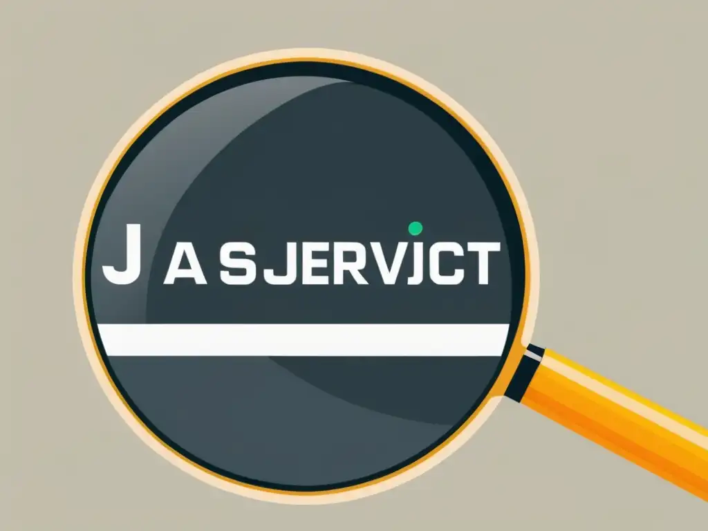Inspección de Código JavaScript: Precisión y Experto Una ilustración minimalista de una lupa sobre un código JavaScript moderno y limpio, destacando técnicas avanzadas para debugging