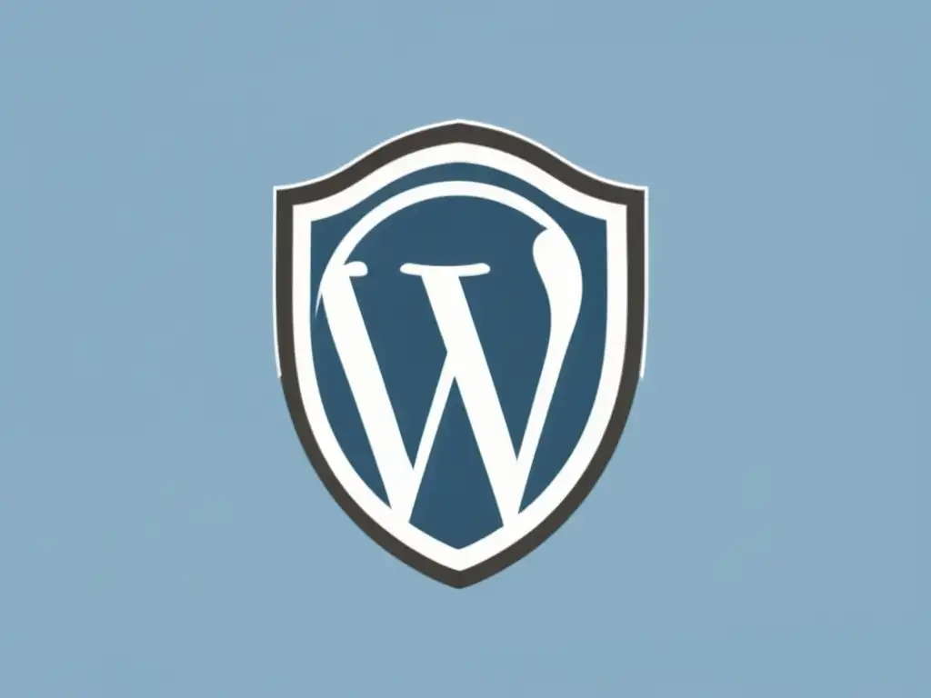 WordPress: Protección y Profesionalismo Una ilustración minimalista de un sitio web de WordPress rodeado por un escudo con un candado, simbolizando protección y seguridad