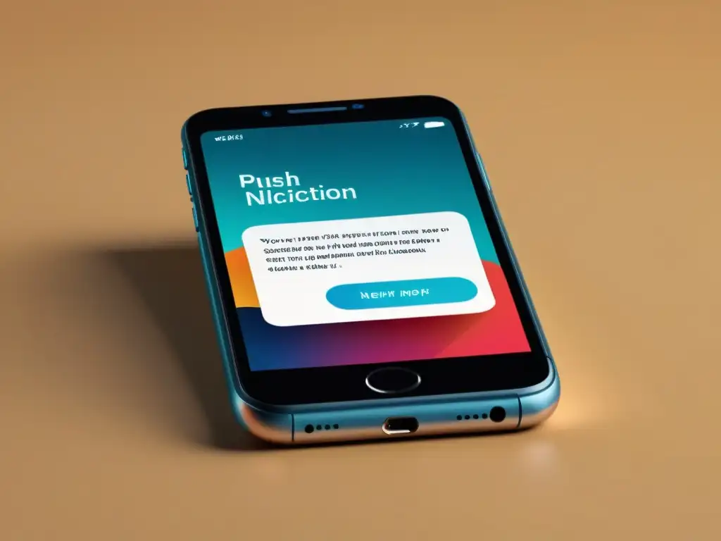 Ilustración minimalista de smartphone con notificación emergente Una ilustración minimalista de un smartphone con una notificación emergente, destacando la implementación de notificaciones push en apps nativas
