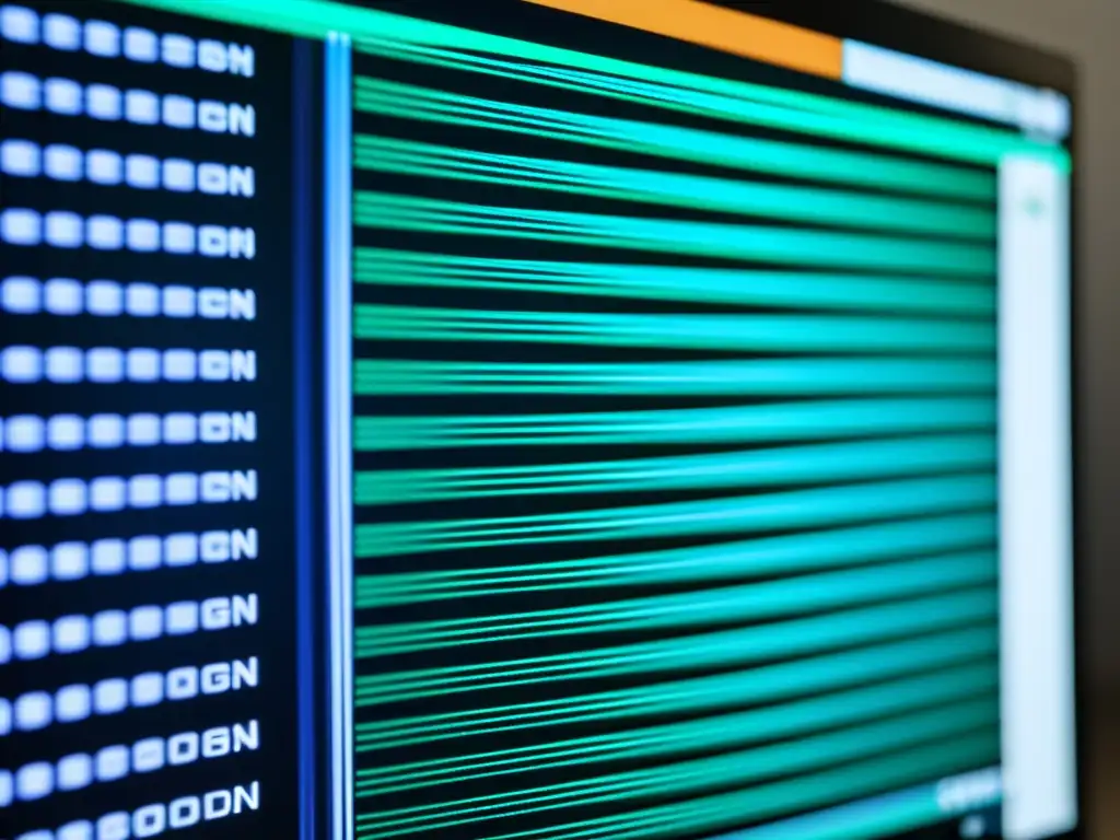 Código WebAssembly en pantalla: detalle nítido y profesional Imagen detallada de código WebAssembly en pantalla de computadora, reflejando su estética minimalista y moderna