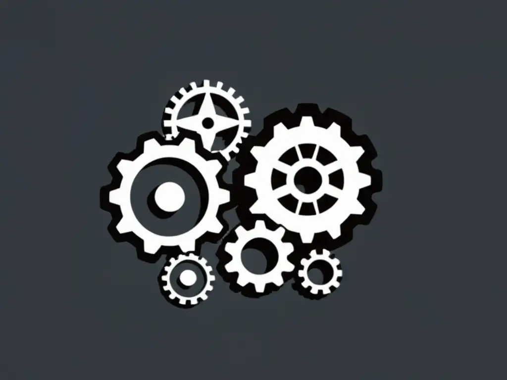 Extensiones WooCommerce: suscripciones y pagos recurrentes Imagen de tres engranajes detallados en negro, representando las mejores extensiones WooCommerce suscripciones pagos con un diseño minimalista y moderno