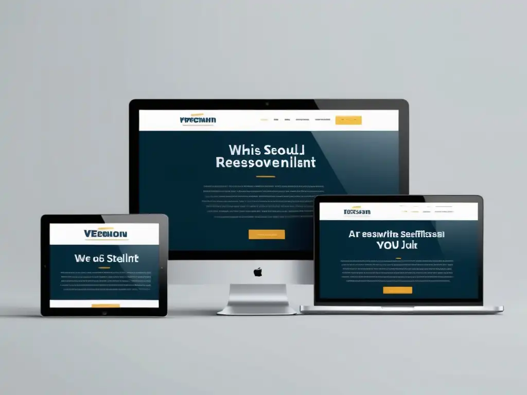Diseño web moderno y responsive en 8k Imagen impactante de un rediseño responsivo de sitio web en dispositivos, con diseño minimalista y profesional