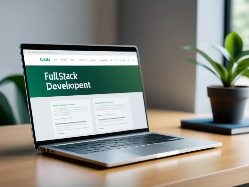 Entorno profesional de desarrollo web en 2023 Imagen de laptop moderno con código en pantalla, ideal para aprender Desarrollo FullStack en 2023 principiantes