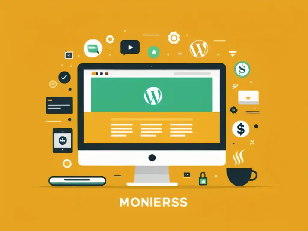 Web moderna con monetización y CMS headless Imagen minimalista de un sitio web moderno que enfoca la monetización y la integración de headless CMS
