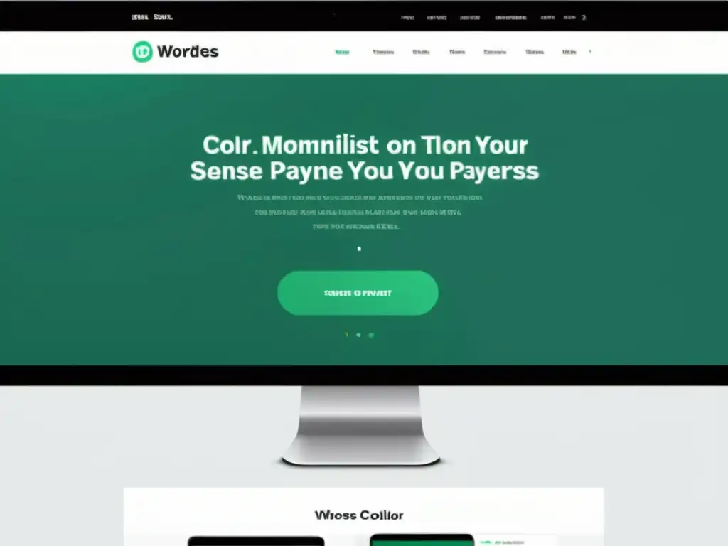 Integración de pagos en WordPress: Profesional y eficiente Imagen minimalista de un tema WordPress moderno y elegante, con opciones de pago integradas