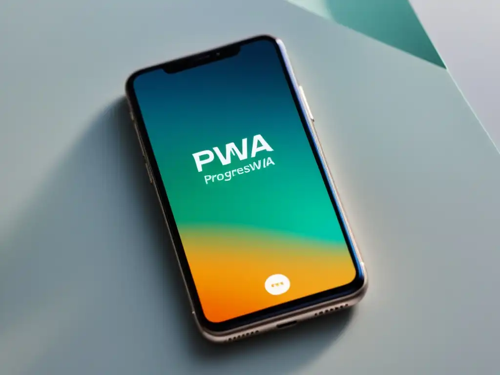 PWA de Carga Instantánea: Elegancia y Eficiencia Imagen de pantalla de smartphone mostrando carga instantánea de PWA con diseño moderno y elegante, optimización de rendimiento PWA web