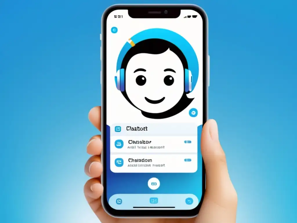 Interfaz de chatbot sofisticada en smartphone Interfaz de chatbot inteligente y amigable en smartphone