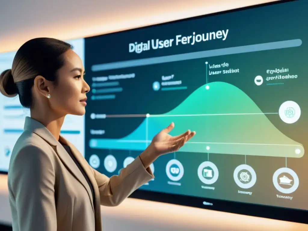 Interfaz digital: Journey maps, touchpoints y emociones en 8k Interacción con interfaz digital: mapeo de experiencias diseño UX con emociones y engagement en imagen 8k