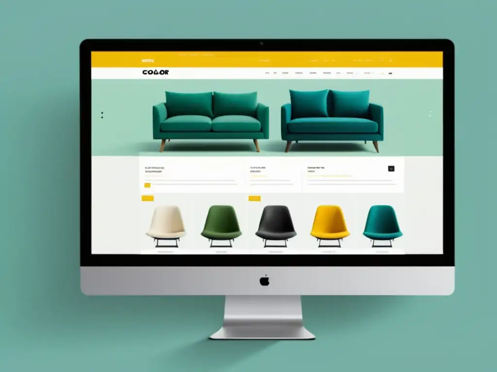Interfaz minimalista y vibrante para tienda online Interfaz de ecommerce monocromática y serena, con toques estratégicos de colores vibrantes