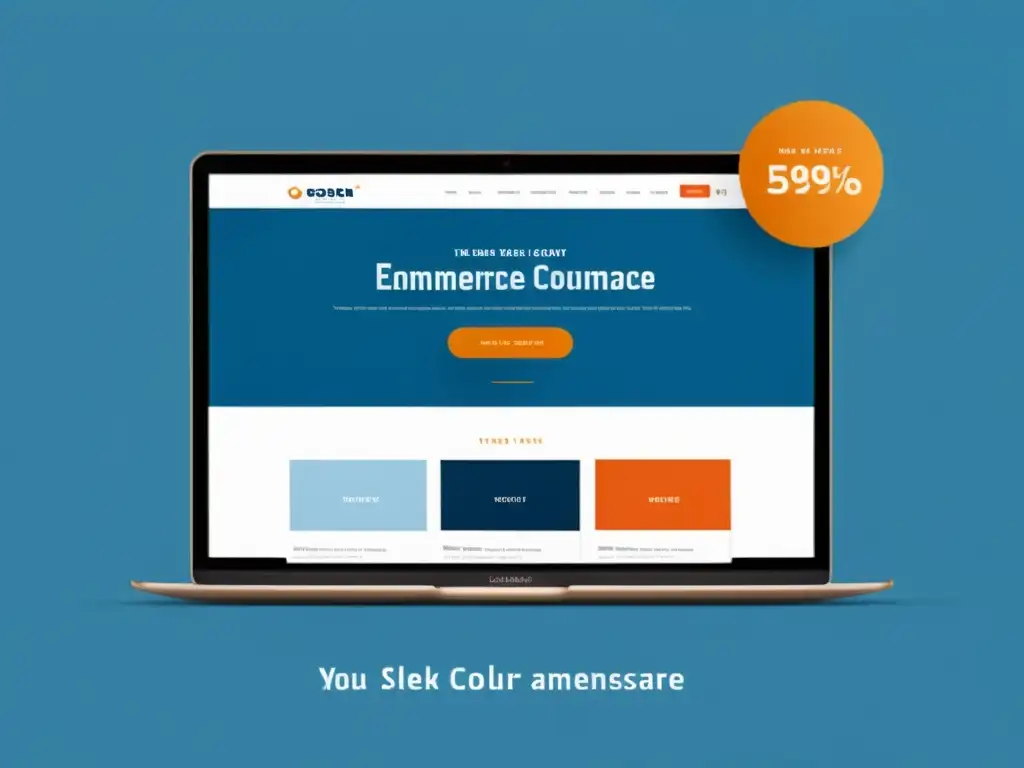 Interfaz de ecommerce moderna y profesional con paleta de colores armoniosa Interfaz moderna de ecommerce con psicología del color en azules y naranjas, transmitiendo confianza y creatividad