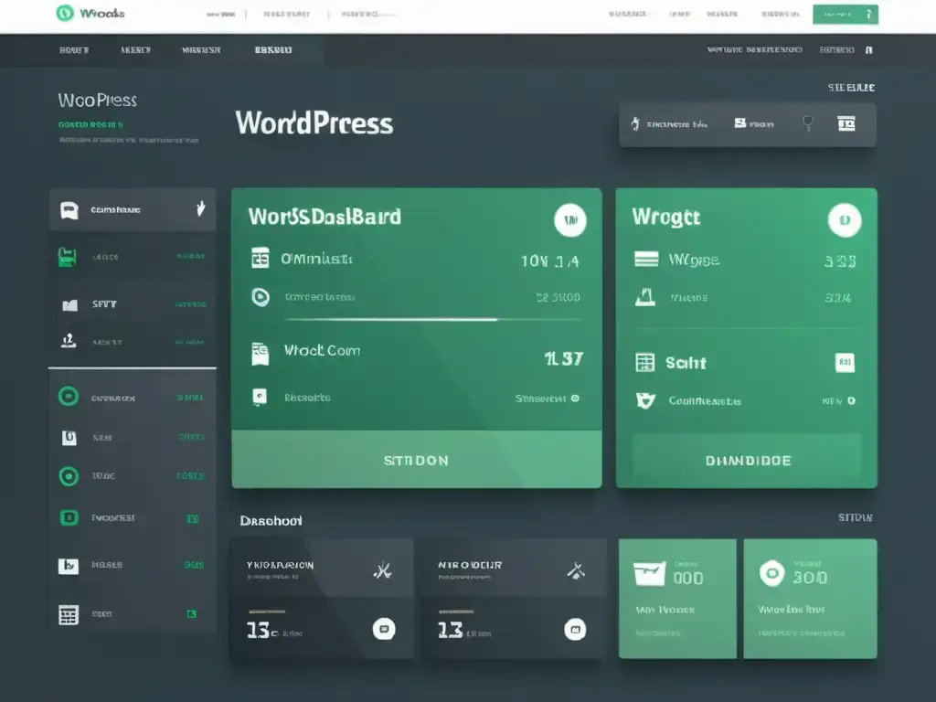 Diseño intuitivo y personalizable del panel de WordPress Interfaz administración WordPress personalizable con widgets y diseño moderno, intuitivo y profesional