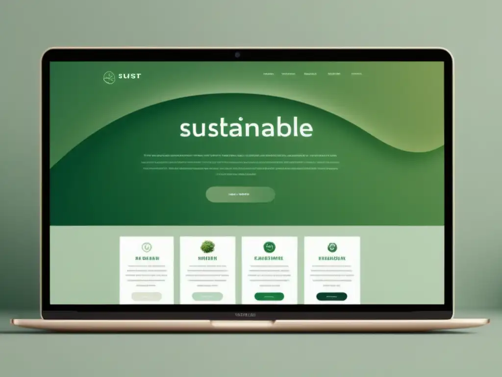 Interfaz web sostenible: diseño minimalista y armonía ecofriendly Interfaz web sostenible con paleta de colores cuidadosamente seleccionada para promover conciencia ambiental