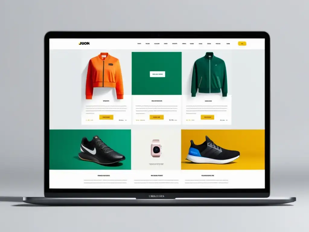 Interfaz de tienda online moderna y minimalista con producto en colores vibrantes