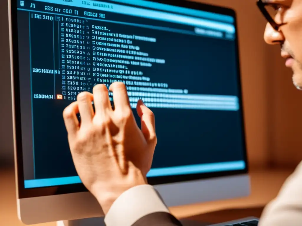 Manipulación experta del DOM en JavaScript Mano experta en técnicas avanzadas manejo DOM JavaScript en editor de código, muestra detalle y precisión
