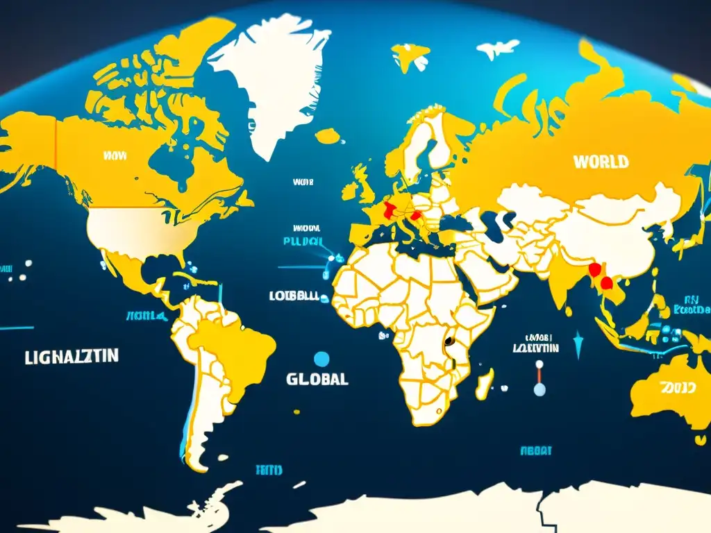 Mapa mundial con marcadores: conectividad global Mapa del mundo con marcadores que resaltan la diversidad global