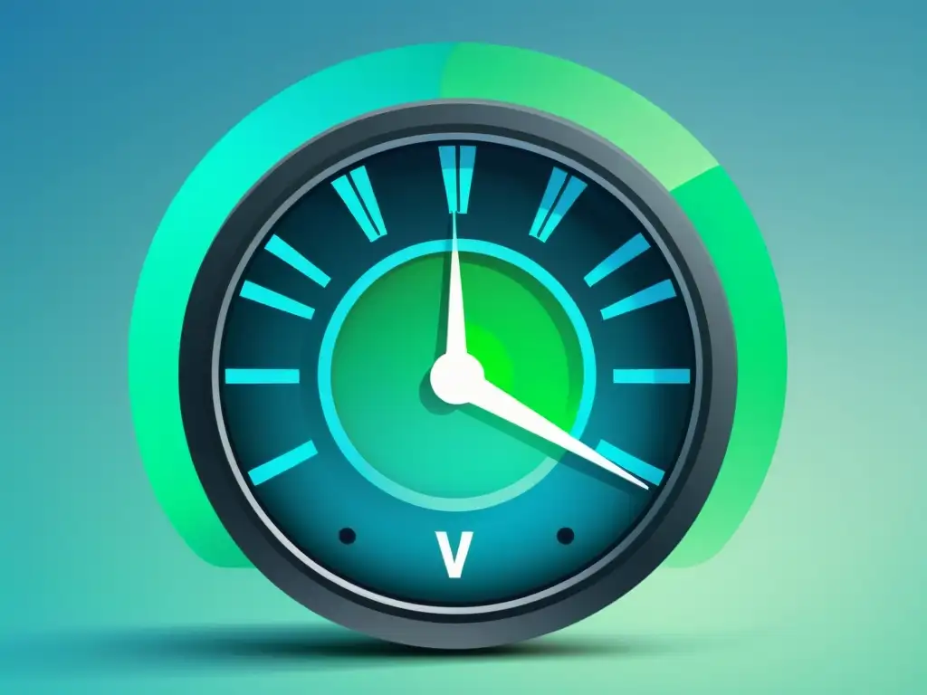 Medidor de velocidad web optimizada: diseño minimalista y moderno Un medidor de velocidad web minimalista y sereno apunta a 'rápido', evocando la optimización Core Web Vitals