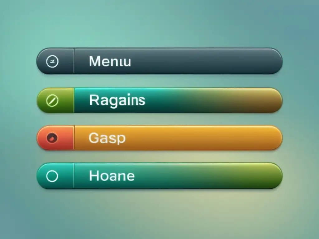 Botones de navegación web con efectos de transición suaves y elegantes Menú de navegación web con botones minimalistas y efectos hover avanzados GSAP, moderno y sofisticado