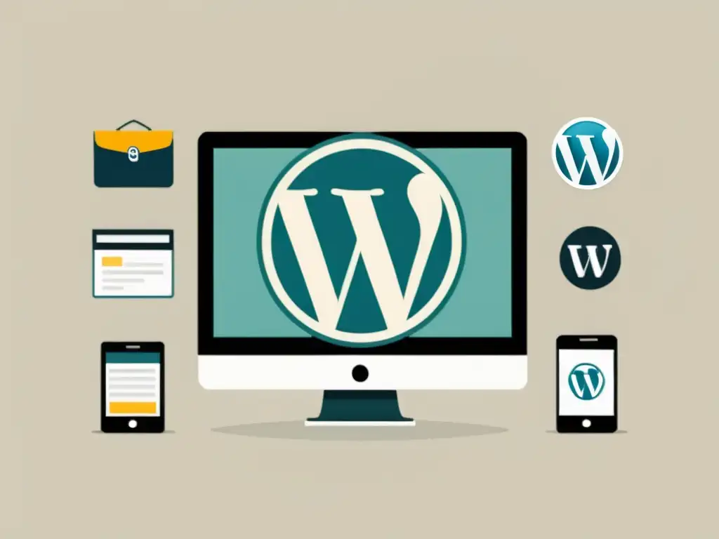 Mercado de temas de WordPress: Diversidad en Pantalla Un mercado de temas WordPress con diseños variados en pantallas digitales