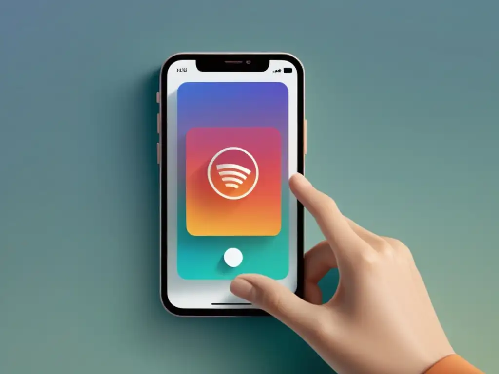 Interacción suave: animación de botón en pantalla de smartphone Microinteracciones en Adobe XD: Ilustración minimalista de pantalla de smartphone con animación sutil de botón y efecto de ondulación al presionar