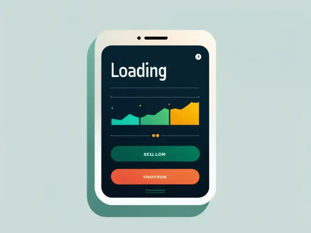 Optimización de Core Web Vitals en móvil Representación minimalista de carga web en dispositivo móvil, enfocada en indicadores de velocidad y diseño moderno para Optimización Core Web Vitals