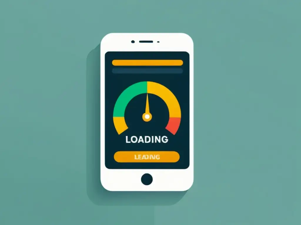 Optimización web en dispositivo móvil: Core Web Vitals Una ilustración minimalista de carga web en un dispositivo móvil, transmitiendo eficiencia y optimización de Core Web Vitals