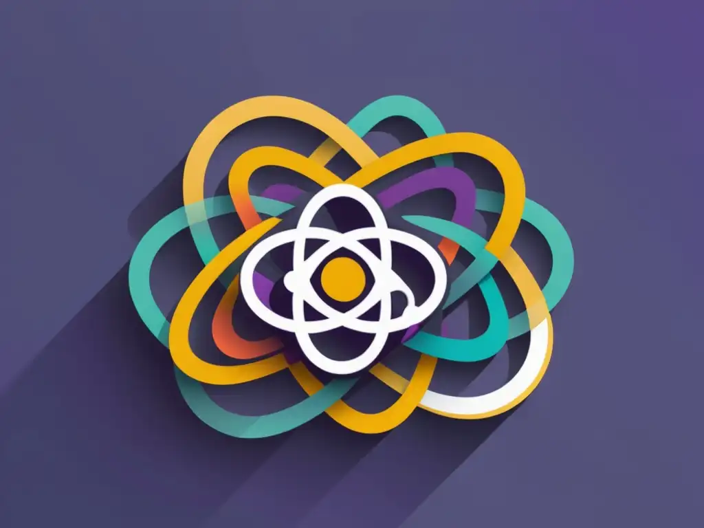 Flujo eficiente de datos en React con Redux Ilustración minimalista de componentes React interconectados con flujo de datos en Redux, destacando la eficiencia de State Management en React Redux